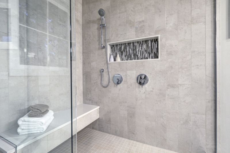 Contemporary Shower with Textured Tiles